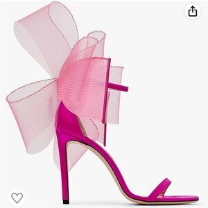 PINK HEELED SANDAL | PINK SANDAL WITH ASYMMETRIC BOW